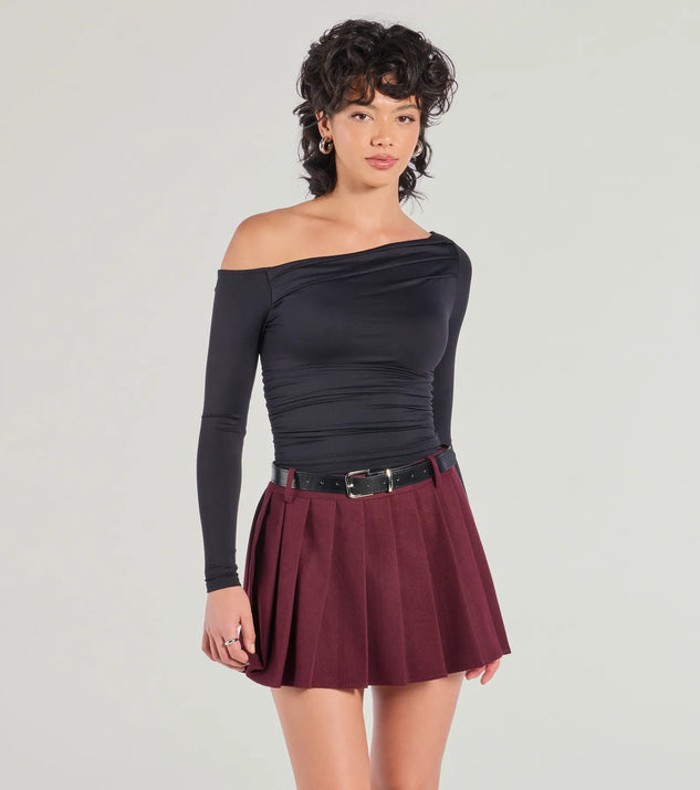 The Looking Flawless Smooth Off-The-Shoulder Top in black with a modern design and trendy look is part of the latest women's tops collection to elevate your 2025 wardrobe.