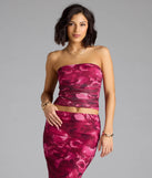 Sultry Bloom Floral Mesh Tube Top