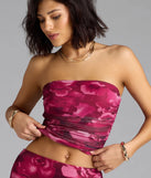 Sultry Bloom Floral Mesh Tube Top