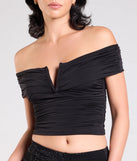 Stay on-trend this season with the Chic Alert Off-The-Shoulder Crop Top in black, a must-have for creating stylish and effortless spring outfits for women.