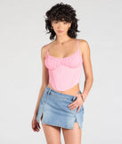 From bold to effortless, the Major Impression Lace-Up Corset Top lets you define your vibe with pink tops that speak your style.