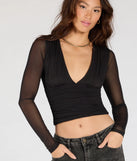 From bold to effortless, the Sassy Style Print Mesh Long Sleeve Top lets you define your vibe with black tops that speak your style.