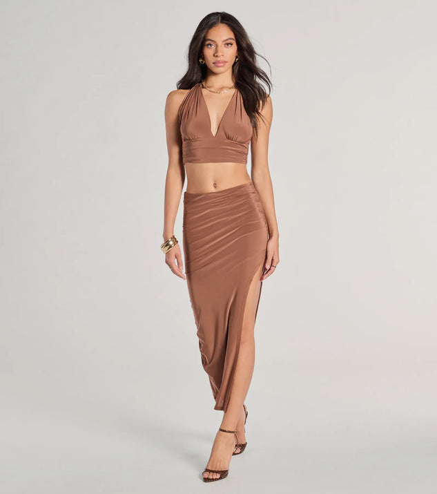 CLANE HALTERNECK LOWWAISTONEPIECE ブラウン セール】HALTER NECK LOW WAIST ONEPIECE（ワンピース）｜CLANE
