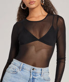 The Love's A Mesh Bodysuit in black with a modern design and trendy look is part of the latest women's tops collection to elevate your 2025 wardrobe.