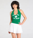 Kiss Me V-Neck Halter Graphic Top