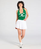 Kiss Me V-Neck Halter Graphic Top
