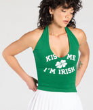 Kiss Me V-Neck Halter Graphic Top