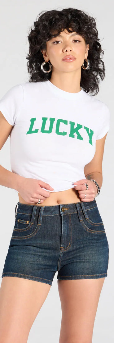 The Lucky Vibes Only Graphic Tee in white brings edge and energy to your vibe, ready to elevate any festival look or concert outfit.