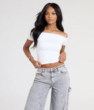 Just A Tease Off-The-Shoulder Crop Top