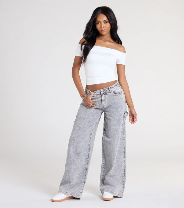 not your roseポップアップ限定 Sarah Top (White) Just A Tease Off-The-Shoulder Crop Top | Windsor