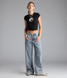 With its midriff cut and trend-forward fit, the Disco Babe Crop Graphic Tee is a black crop top made to pair with skirts, denim, or whatever vibe you're feeling this season.