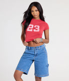 From bold to effortless, the Feeling 23 Crop Graphic Tee lets you define your vibe with red tops that speak your style.