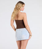 From bold to effortless, the Cutest Vibe Ruched Knit Tube Top lets you define your vibe with brown tops that speak your style.