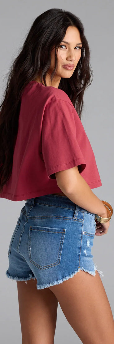 From bold to effortless, the Give Me Tequila Oversized Crop Graphic Tee lets you define your vibe with red tops that speak your style.