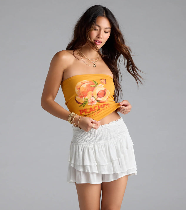 Feeling Peachy Graphic Tube Top | Windsor