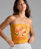 From bold to effortless, the Feeling Peachy Graphic Tube Top lets you define your vibe with orange tops that speak your style.
