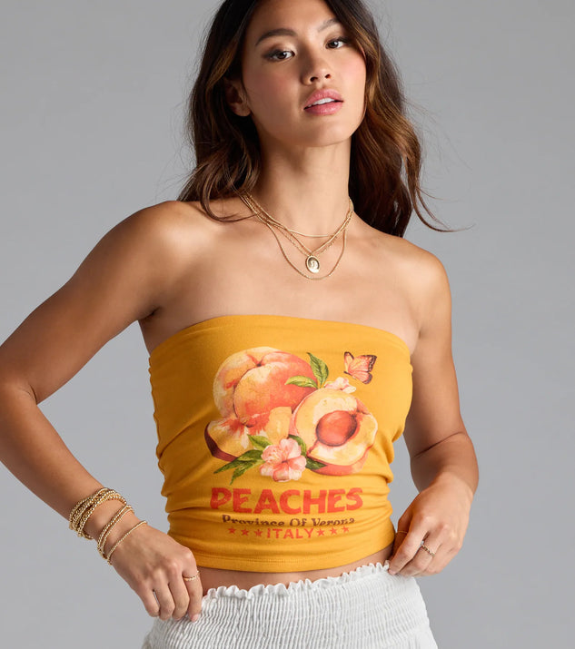 Peach Feeling Peachy Graphic Tube Top | Windsor