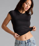 From bold to effortless, the Baby Got Back Basic Crew Neck Crop Tee lets you define your vibe with black tops that speak your style.