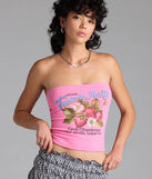 With its midriff cut and trend-forward fit, the Farmer's Market Graphic Tube Top is a pink crop top made to pair with skirts, denim, or whatever vibe you're feeling this season.