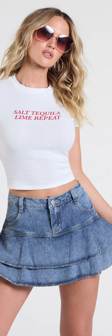 The Salt Lime Tequila Graphic Tee in white brings edge and energy to your vibe, ready to elevate any festival look or concert outfit.