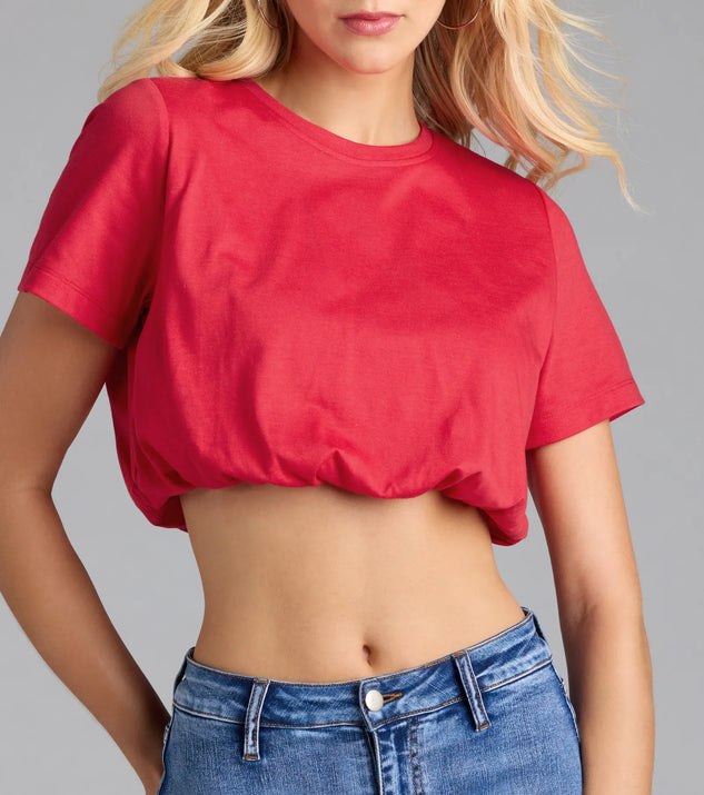 Cute And Chill Bubble Hem Crop Tee | Windsor