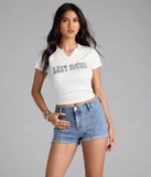 Sequin Last Rodeo Bridal Crop Tee