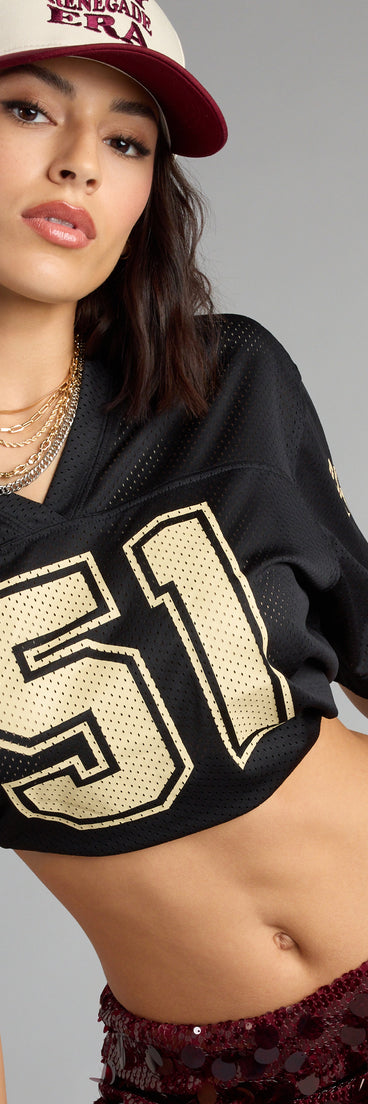 Trendy women’s tops, like the Fan Fave Florida State® Cropped Jersey Top, bring effortless style for fall layering, lounging, or going out.