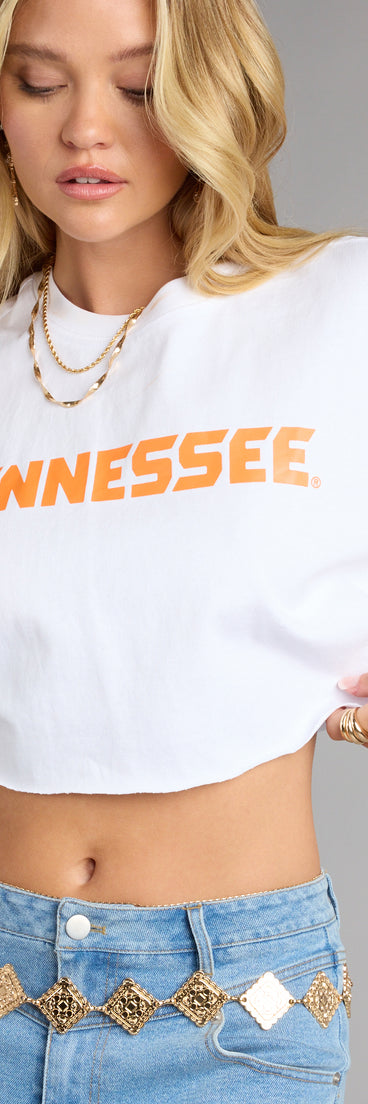 Trendy women’s tops, like the Vol Nation Vibes Tennessee® Cropped Tee, bring effortless style for fall layering, lounging, or going out.
