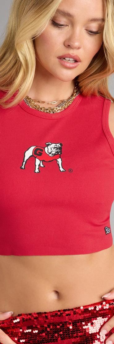 Trendy women’s tops, like the Touchdown Babe Georgia Bulldogs® Cropped Tank Top, bring effortless style for fall layering, lounging, or going out.