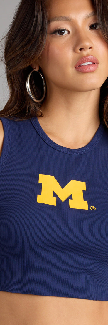 Complete your look with the Go Blue® Vibes Michigan® Cropped Tank Top, a trendy top that’s ready to pair with anything in your fall rotation.