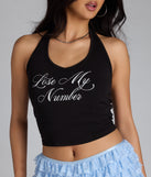 Complete your look with the Lose My Number Halter Graphic Top, a trendy top that’s ready to pair with anything in your fall rotation.