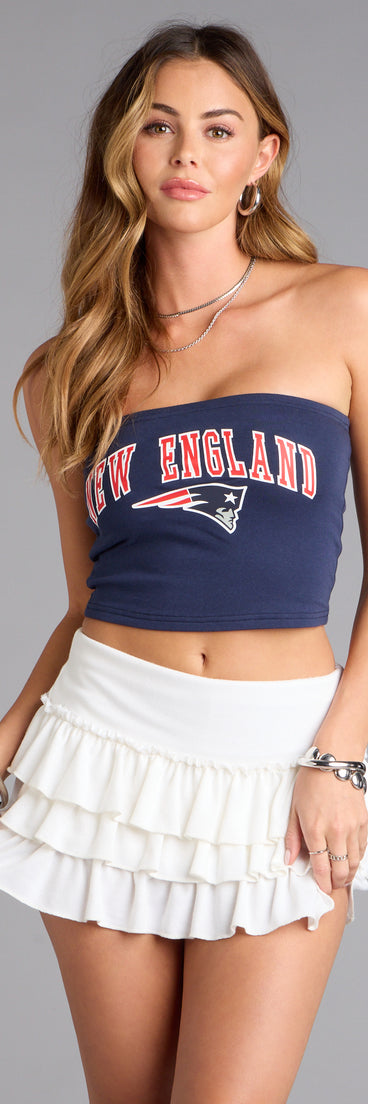Trendy women’s tops, like the Ultra Game NFL New England Patriots Tube Top, bring effortless style for fall layering, lounging, or going out.