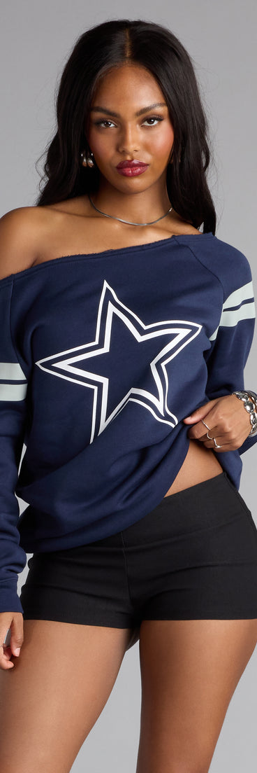 Trendy women’s tops, like the Ultra Game NFL Dallas Cowboys Pull-Over Top, bring effortless style for fall layering, lounging, or going out.