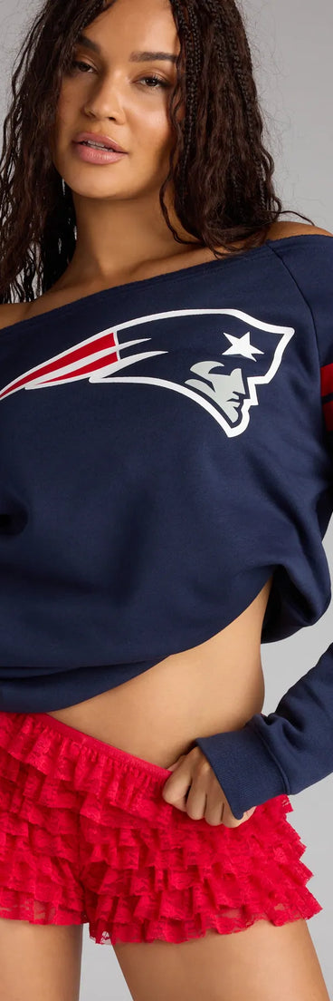 Trendy women’s tops, like the Ultra Game NFL New England Patriots Pull-Over Top, bring effortless style for fall layering, lounging, or going out.