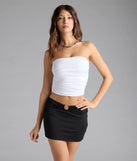 Add a summer refresh to your look with the Cutest Vibe Ruched Knit Tube Top, a trendy top in white made for easy styling for any vibe.