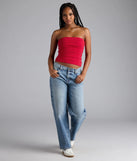 Add a summer refresh to your look with the Cutest Vibe Ruched Knit Tube Top, a trendy top in red made for easy styling for any vibe.