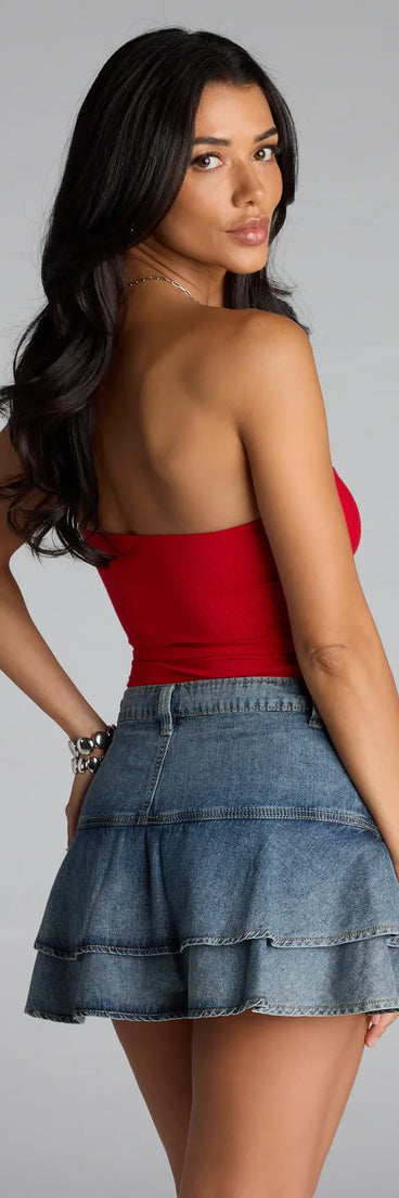 Complete your look with the More To Come Twist Tube Crop Top, a trendy red top that’s ready to pair with anything in your fall rotation.