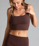 For college campus looks, game day outfits, or a bold going-out vibe, the Elevated Era Ribbed Knit Cropped Tank Top is an on-trend brown crop top that easily styles with your favorite denim.