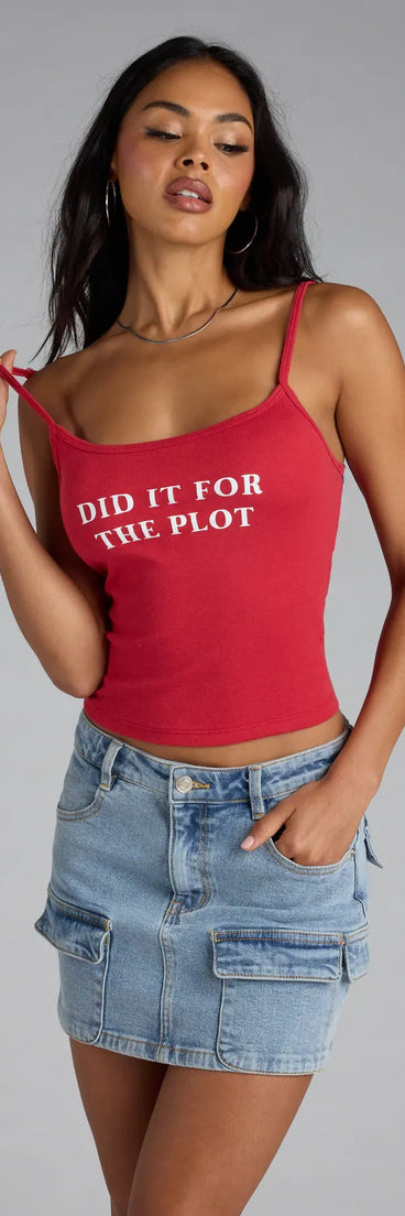 Complete your look with the Did It For The Plot Graphic Tank Top, a trendy red top that’s ready to pair with anything in your fall rotation.