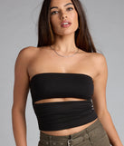 For college campus looks, game day outfits, or a bold going-out vibe, the Ultra Trendy Cutout Tube Top is an on-trend black crop top that easily styles with your favorite denim.