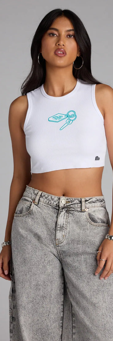 Complete your look with the Keys To ZTA Crew Neck Crop Tank Top, a trendy white top that’s ready to pair with anything in your fall rotation.