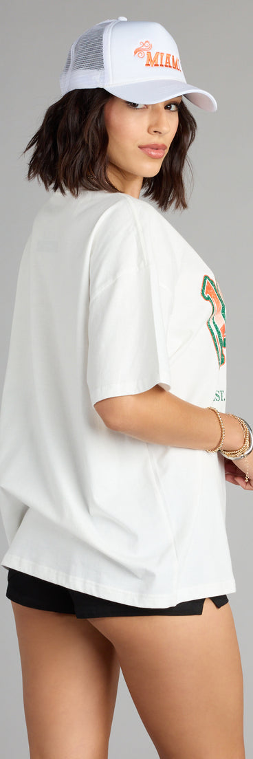Trendy women’s tops, like the Game Day Heat Miami™ Hurricanes Graphic Tee, bring effortless style for fall layering, lounging, or going out.