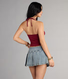 Salt And Shots Lace-Up Graphic Halter Top