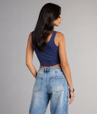 Street Team Graphic Cutout Crop Tank Top