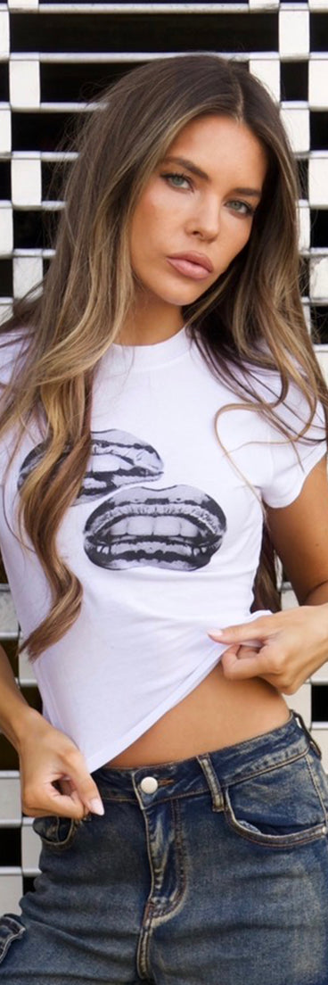 Kiss Me Twice Graphic Baby Tee