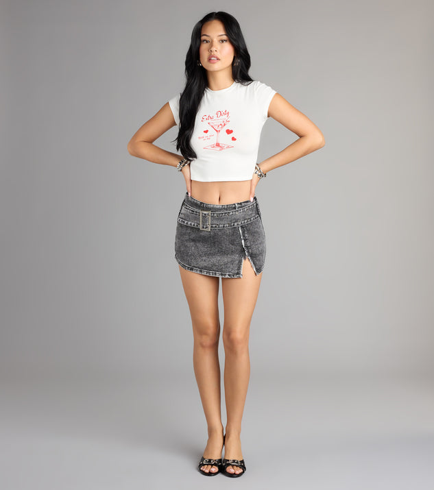 Shop Windsor Dirty Details Martini Graphic Crop Tee Online – Trendy & Affordable Fashion