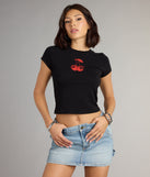 Lucky Strike Cherry Graphic Crop Tee