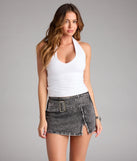 Feel The Vibes Halter V-Neck Crop Top