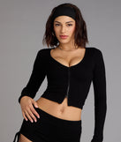 Everyday Long Sleeve Zip-Up Crop Top