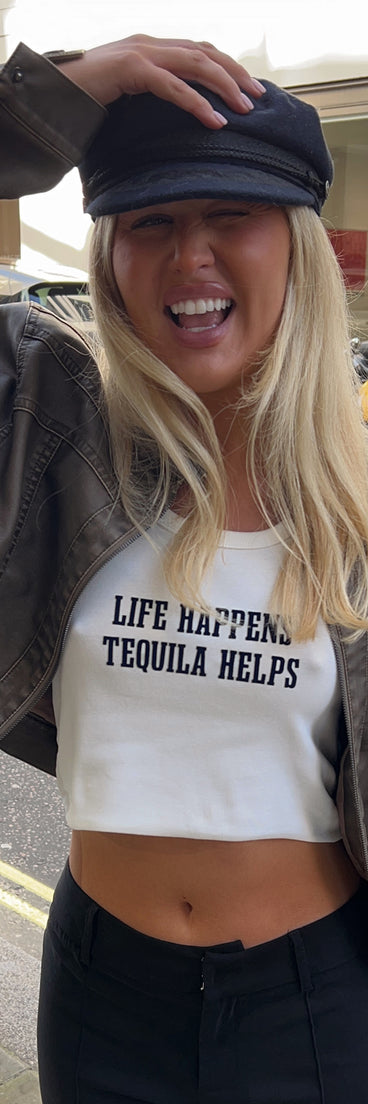 Tequila Made Me Do It Graphic Crop Top